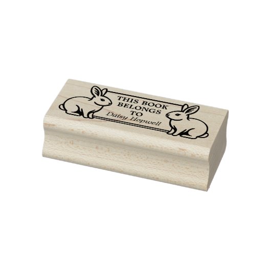 Twee konijnen - Dit boek is van (Ex Libris) Rubberstempel (Stempel)