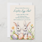 Twee konijnen Eieren en bloemen Paaseieren Hunt Kaart (Voorkant)