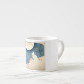 TWEE KONIJNEN EN EEN MOON-KERAMISCHE ESPRESSO-KOP ESPRESSO KOP (Voorkant rechts)