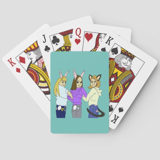 Twee konijnen en een poesje pokerkaarten (Achterkant)