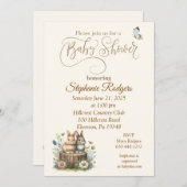 Twee konijnen en vlinders baby shower uitnodiging (Voorkant / Achterkant)