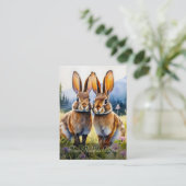 Twee Konijnen in een Bergweide  Visitekaartje (Staand voorkant)