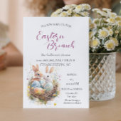 Twee konijnen in mand met eieren Paasbrunch Kaart
