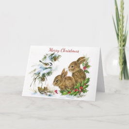 Twee Konijnen Kerstkaart Feestdagen Kaart