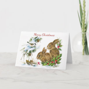 Twee Konijnen Kerstkaart Feestdagen Kaart