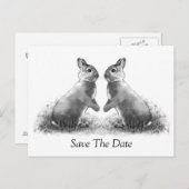 Twee konijnen (konijnen): Bewaar de datum Aankondigingskaart (Voorkant / Achterkant)
