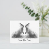 Twee konijnen (konijnen): Bewaar de datum Aankondigingskaart (Staand voorkant)