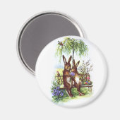 Twee Konijnen op een Bench Magneet (Voorkant / Achterkant)