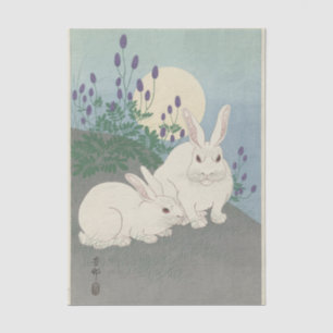 Twee konijnen op ware grootte door Ohara Koson Tissuepapier
