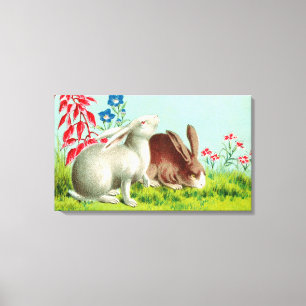 Twee konijnenhuisdieren kunst canvas afdruk