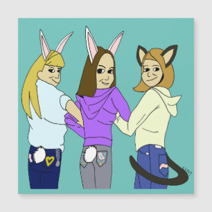 Twee konijntjes en een kat