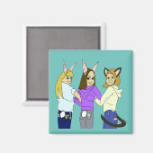 Twee konijntjes en een kat magneet (Voorkant / Achterkant)