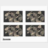 Twee konijntjes en een kat op een scooter Sticker (Vel)