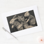 Twee konijntjes en een kat op een scooter Sticker (Envelop)