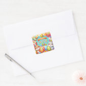 Twee konijntjes vieren Pasen Vierkante Sticker (Envelop)