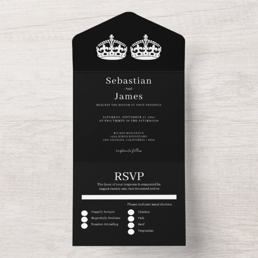 Twee koningen maken een paardenweddenschap all in one uitnodiging (Binnen)