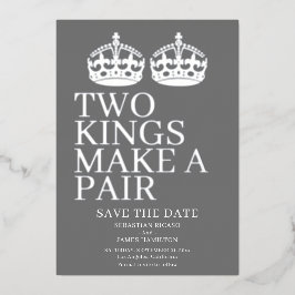 Twee koningen maken een paardenweddenschap folie uitnodiging