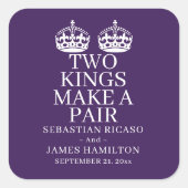 Twee koningen maken een paardenweddenschap vierkante sticker (Voorkant)
