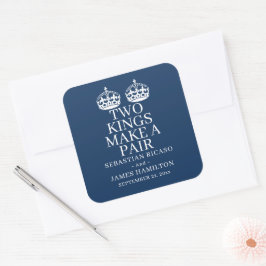 Twee koningen maken een paardenweddenschap vierkante sticker