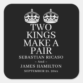 Twee koningen maken een paardenweddenschap vierkante sticker