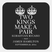 Twee koningen maken een paardenweddenschap vierkante sticker (Voorkant)