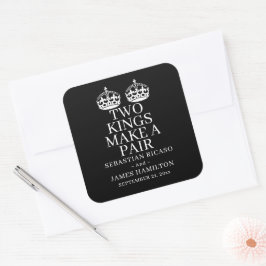 Twee koningen maken een paardenweddenschap vierkante sticker
