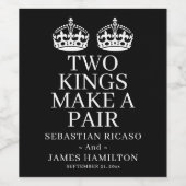 Twee koningen maken een paardenweddenschap wijn etiket (Enkel label)