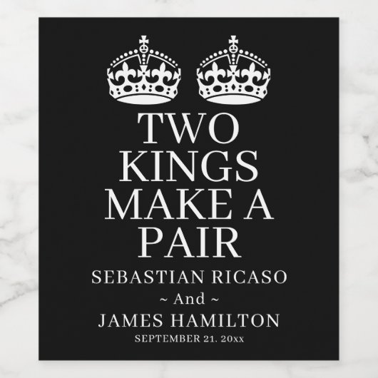 Twee koningen maken een paardenweddenschap wijn etiket (Enkel label)