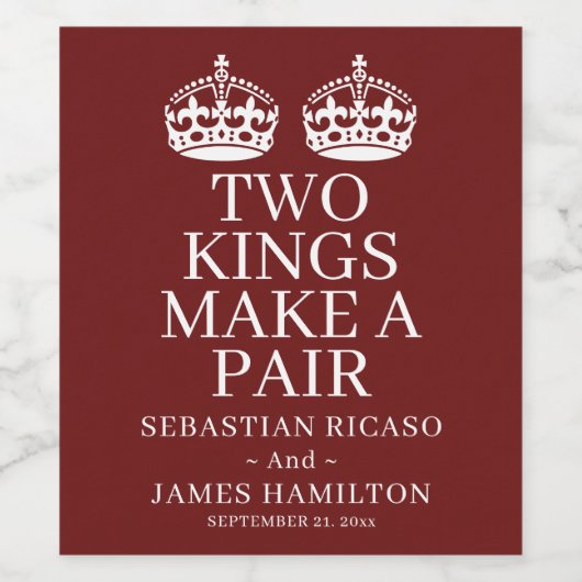 Twee koningen maken een paardenweddenschap wijn etiket (Enkel label)