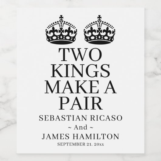 Twee koningen maken een paardenweddenschap wijn etiket (Enkel label)