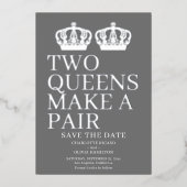 Twee koninginnen maken een homo-lesbiennes folie uitnodiging (Voorkant)
