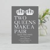 Twee koninginnen maken een homo-lesbiennes folie uitnodiging (Staand Voorkant)
