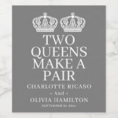 Twee koninginnen maken een homo-lesbiennes wijn etiket (Enkel label)