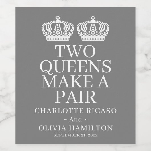 Twee koninginnen maken een homo-lesbiennes wijn etiket (Enkel label)