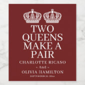 Twee koninginnen maken een homo-lesbiennes wijn etiket (Enkel label)