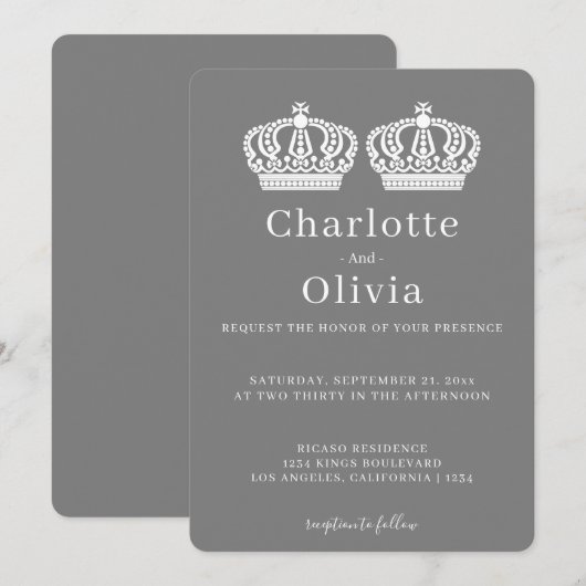 Twee koninginnen maken een paar kroon thema homo t (Voorkant / Achterkant)