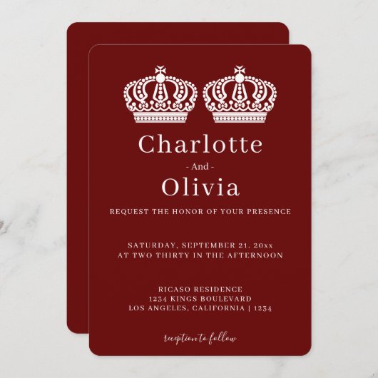 Twee koninginnen maken een paarse kroongewas met e (Voorkant / Achterkant)