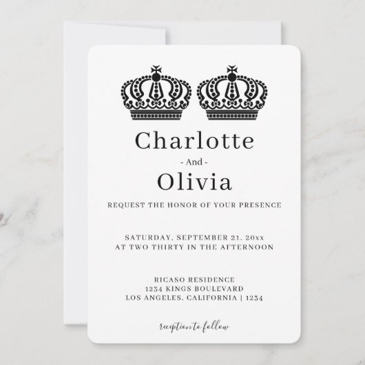 Twee koninginnen maken een paarse kroongewas met e (Voorkant)