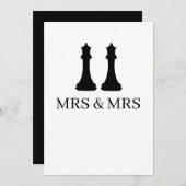 Twee koninginnen schaakstukken Lesbian Wedding Aankondiging (Voorkant / Achterkant)