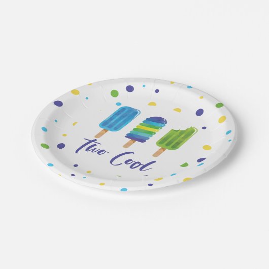 Twee kool 2e verjaardag blauw groen papieren bordje (Gekanteld)