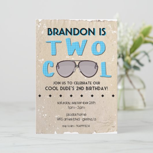 Twee kool 2e verjaardag uitnodigingen (Staand voorkant)