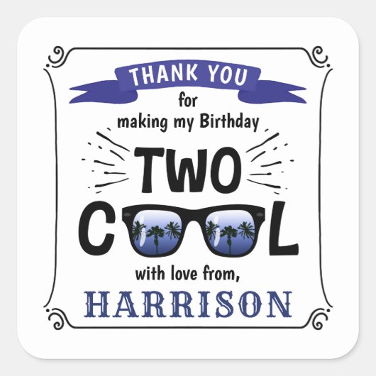 Twee kool boys 2e verjaardag feestdag vierkante sticker (Voorkant)