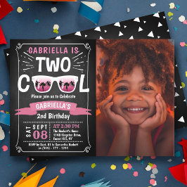 Twee Kool Chalkboard Girls Foto 2e verjaardag Kaart
