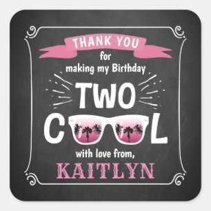 Twee kool Girls Chalkboard 2e verjaardag Favor Vierkante Sticker