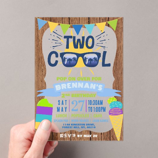 Twee kool Summer Vibes 2e verjaardag Acryl Uitnodigingen (Insitu (Draagbaar))