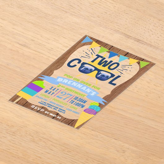 Twee kool Summer Vibes 2e verjaardag Acryl Uitnodigingen (Laagn)