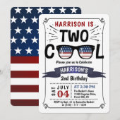 Twee kool van 4 juli jongens van 2e verjaardag kaart (Voorkant / Achterkant)