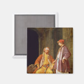 Twee kooplieden converseren magneet (Voorkant / Achterkant)