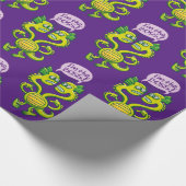 Twee-kopige buitenaardse in de problemen over wie cadeaupapier (Hoek)