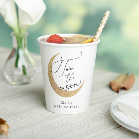 Twee kopjes van het Moon Birthday Paper Papieren Bekers (Insitu)